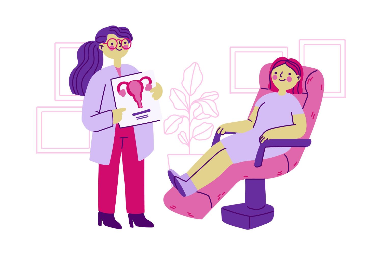 Women consulting female gynecologist